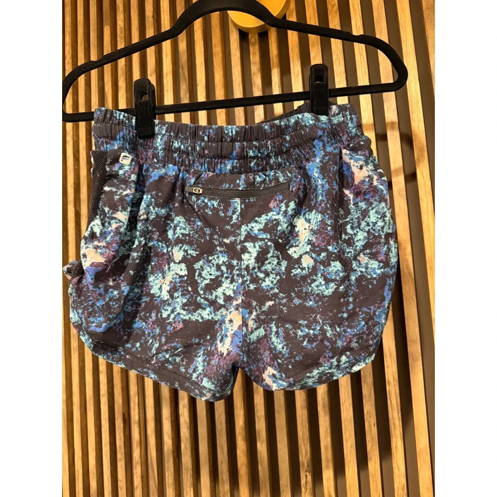 Fabletics Running Shorts Womens Small Blue Purple Black‎ Marble Print